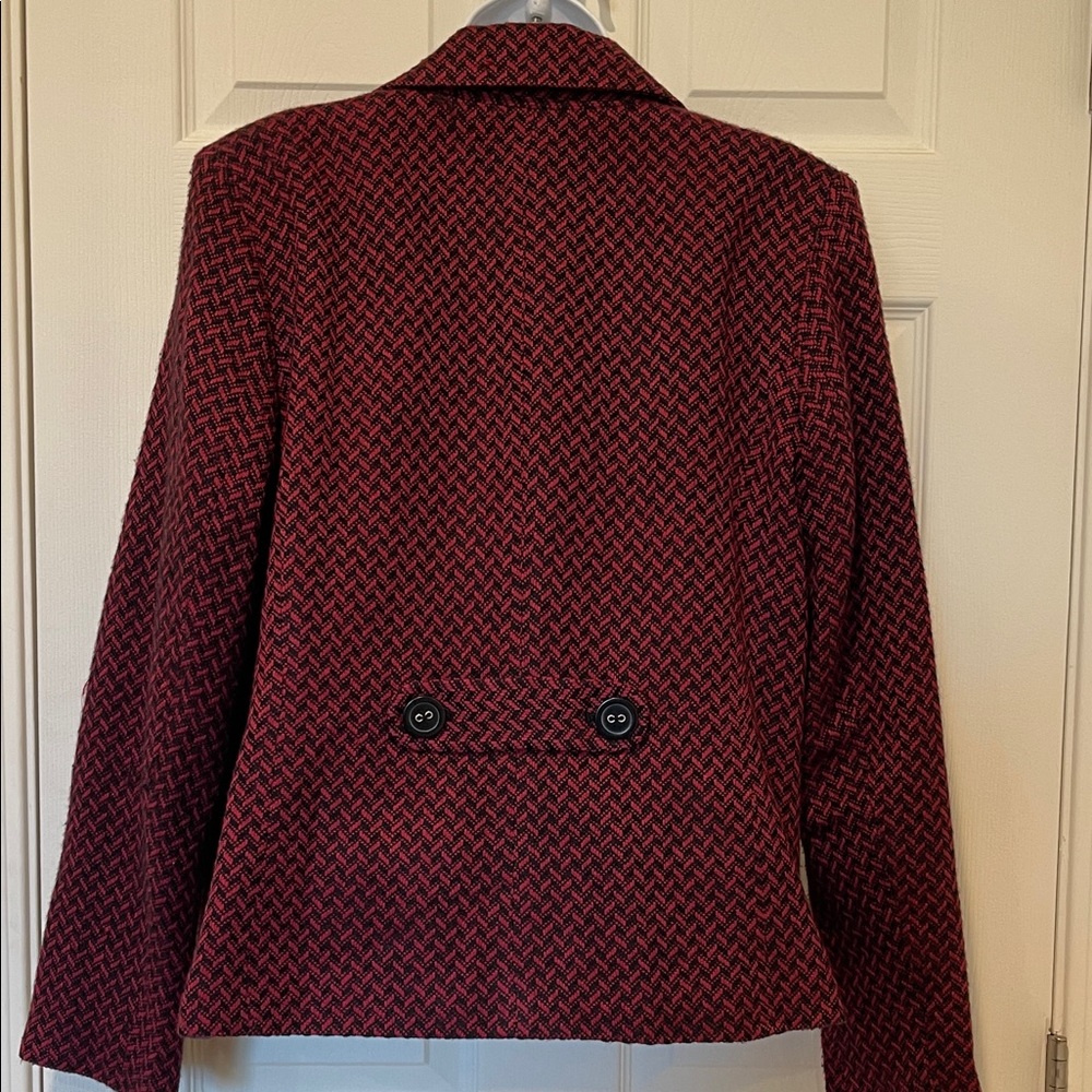JM Collection Maroon Patterned Blazer - Picture 5 of 9